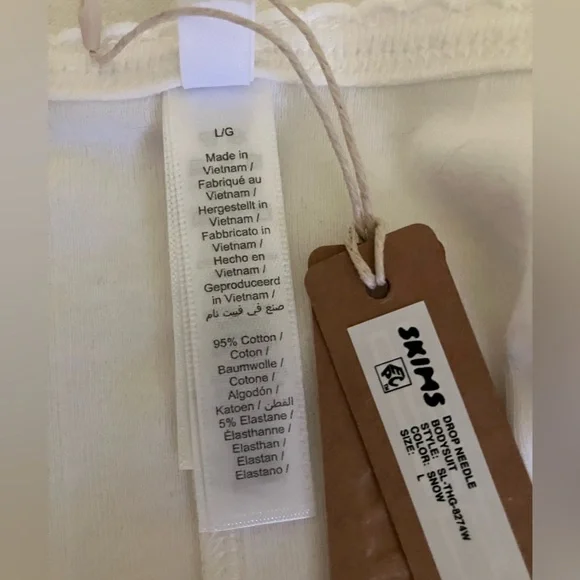 SKIMS NEW drop needle pointelle bodysuit sz L Large white snow sweet NWT cotton - Picture 6 of 8